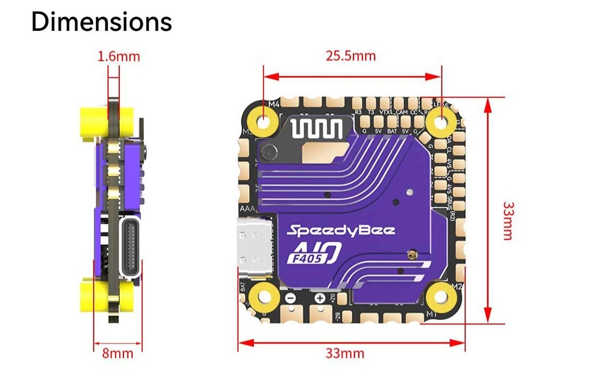 SpeedyBee F405 AIO 40A Bluejay 3-6S FPV Flight Controller
